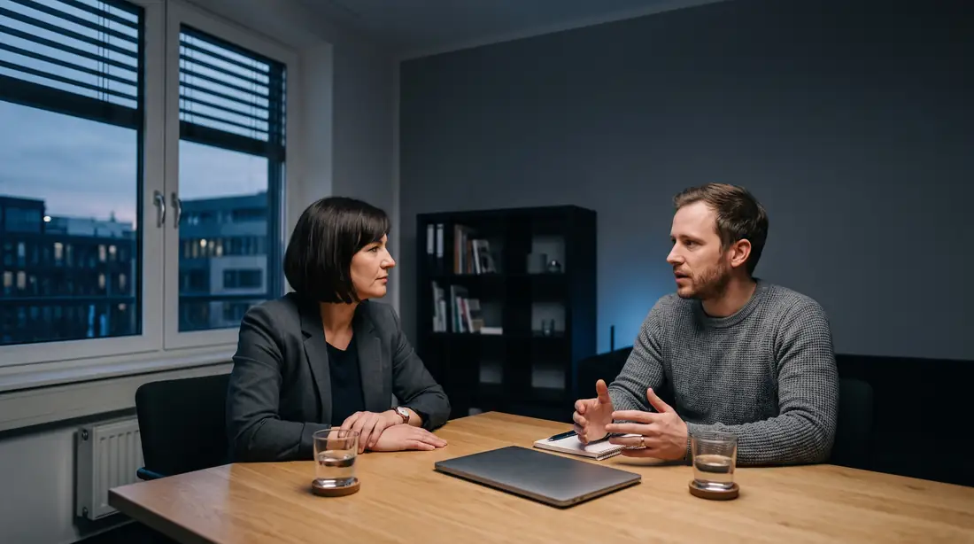 Erstgespräch am Besprechungstisch in einem Büro